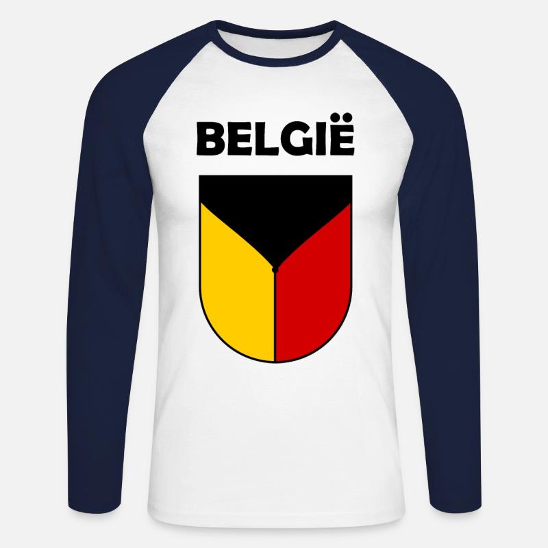Die Belgier - Unisex Baseballshirt langarm - Weiß/Navy