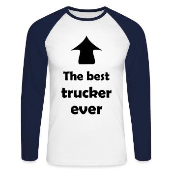 Truck Driver and Trucker - Unisex Long Sleeve Baseball T-Shirt - white/navy - Front - Nik (191cm)