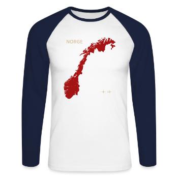 Norge Norwegen Dr Maps red - Unisex Baseballshirt langarm - Weiß/Navy - Vorne - Nik (191cm)