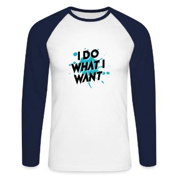 Éclaboussure de couleur élégante je fais ce que je veux cadeau - T-shirt baseball manches longues Homme - blanc/marine - Devant - Nik (191cm)