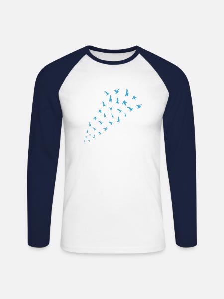 Birds fly nature animal gift - Unisex Long Sleeve Baseball T-Shirt - white/navy