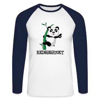 Regardez à l'intérieur des distractions de Panda Bear avec une carte-cadeau - T-shirt baseball manches longues Homme - blanc/marine - Devant - Nik (191cm)
