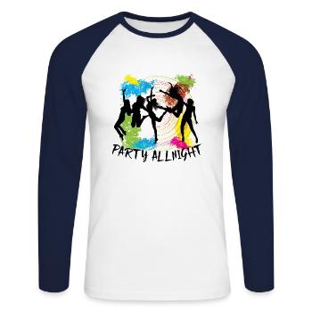 Soirée Fête - T-shirt baseball manches longues Homme - blanc/marine - Devant - Nik (191cm)