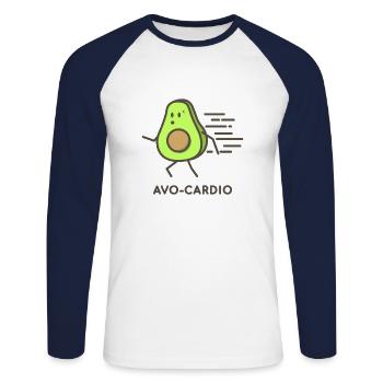 Avocado - Avo Cardio - Vegan - Fitness - Gift - Unisex Long Sleeve Baseball T-Shirt - white/navy - Front - Nik (191cm)