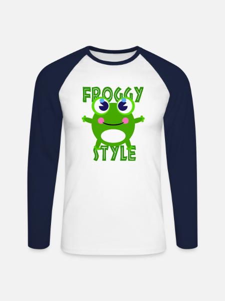 Süßer Frosch - Unisex Baseballshirt langarm - Weiß/Navy