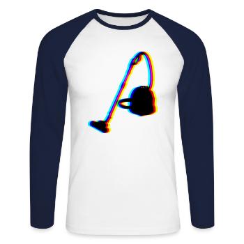 Aspirateur - T-shirt baseball manches longues Homme - blanc/marine - Devant - Nik (191cm)
