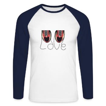 Love Running - Unisex Baseballshirt langarm - Weiß/Navy - Vorne - Nik (191cm)