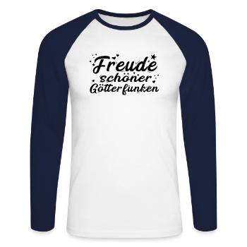Freude schöner Götterfunken weiß - Unisex Baseballshirt langarm - Weiß/Navy - Vorne - Nik (191cm)