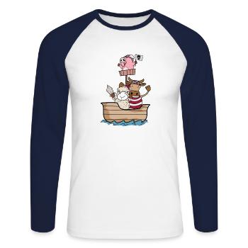 boucanier - T-shirt baseball manches longues Homme - blanc/marine - Devant - Nik (191cm)