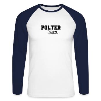 Polter Crew, Birthday, Gift, Wedding - Unisex Long Sleeve Baseball T-Shirt - white/navy - Front - Nik (191cm)