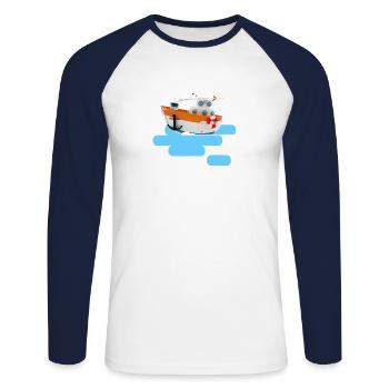 Illustration 3D du remorqueur - T-shirt baseball manches longues Homme - blanc/marine - Devant - Nik (191cm)