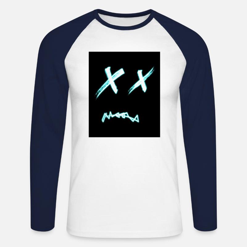 Maske - Unisex Baseballshirt langarm - Weiß/Navy