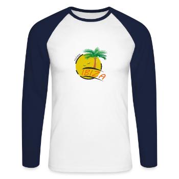 Ibiza - T-shirt baseball manches longues Homme - blanc/marine - Devant - Nik (191cm)