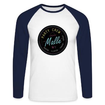 Malle party crew - T-shirt baseball manches longues Homme - blanc/marine - Devant - Nik (191cm)