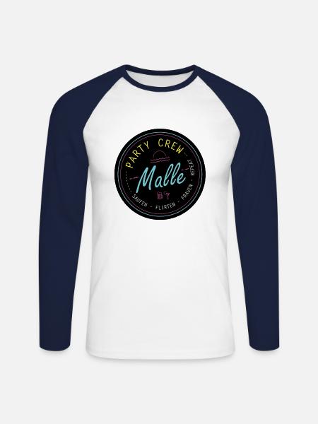 Malle Party Crew - Unisex Baseballshirt langarm - Weiß/Navy