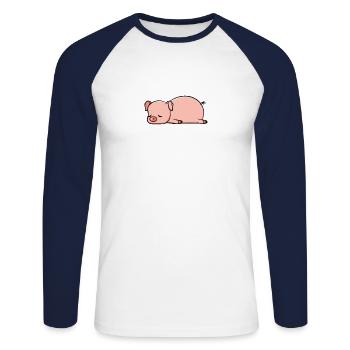 Tired pig. Gift cute cute. - Unisex Long Sleeve Baseball T-Shirt - white/navy - Front - Nik (191cm)