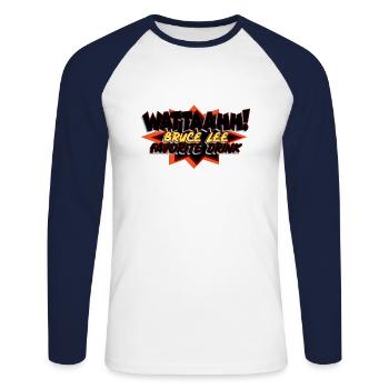 Wattaahh - Unisex Long Sleeve Baseball T-Shirt - white/navy - Front - Nik (191cm)