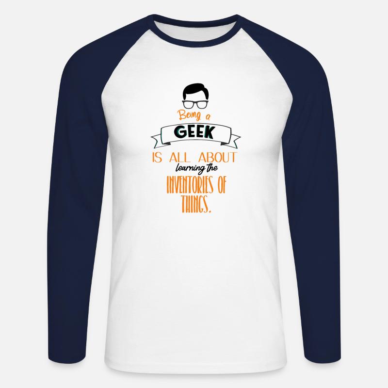 Sei ein Geek - Unisex Baseballshirt langarm - Weiß/Navy