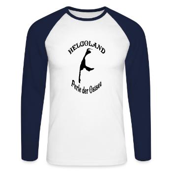 Helgoland/Sylt Perle der Ostsee - Unisex Baseballshirt langarm - Weiß/Navy - Vorne - Nik (191cm)