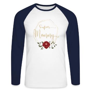 Super Mommy Mutter Mama ist die beste - Unisex Baseballshirt langarm - Weiß/Navy - Vorne - Nik (191cm)
