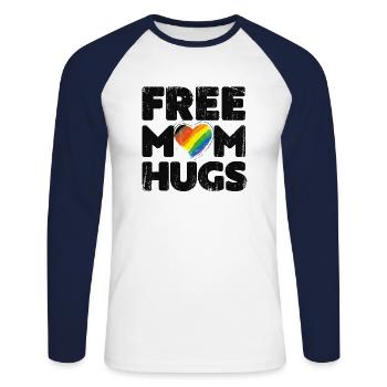 Chemise Free Hugs Maman, Maman Free Hugs Inclus - T-shirt baseball manches longues Homme - blanc/marine - Devant - Nik (191cm)