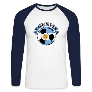 Soccer Argentina - Unisex Long Sleeve Baseball T-Shirt - white/navy - Front - Nik (191cm)