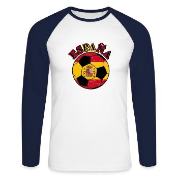 Football Espagne Espagne Espagne - T-shirt baseball manches longues Homme - blanc/marine - Devant - Nik (191cm)