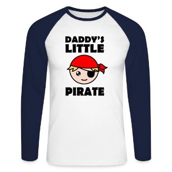 Le petit pirate de papa - T-shirt baseball manches longues Homme - blanc/marine - Devant - Nik (191cm)