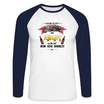 TRIKE KÖNIGE / TRIKES UND BIER - Unisex Baseballshirt langarm - Weiß/Navy - Vorne - Nik (191cm)