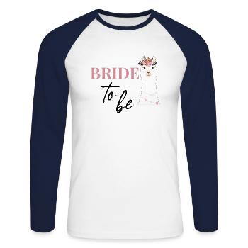 Bride to be Braut Alpaka JGA Junggesellenabschied - Unisex Baseballshirt langarm - Weiß/Navy - Vorne - Nik (191cm)