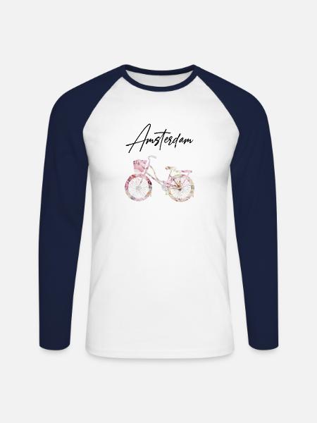 Amsterdam Holland Netherlands - Unisex Long Sleeve Baseball T-Shirt - white/navy