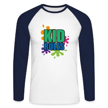 Kind sein - Unisex Baseballshirt langarm - Weiß/Navy - Vorne - Nik (191cm)
