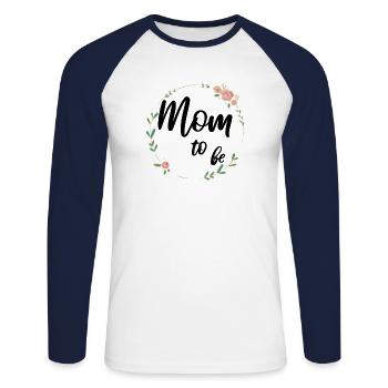 Maman d'être enceinte maman grossesse enceinte - T-shirt baseball manches longues Homme - blanc/marine - Devant - Nik (191cm)