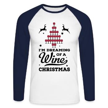 Weihnachten - Unisex Baseballshirt langarm - Weiß/Navy - Vorne - Nik (191cm)
