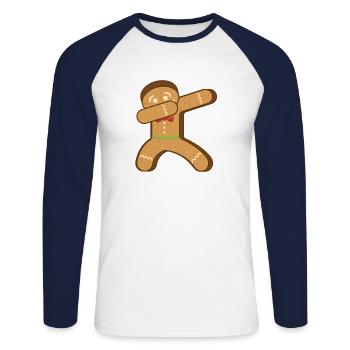 Design de Noël pour les amoureux de Noël - T-shirt baseball manches longues Homme - blanc/marine - Devant - Nik (191cm)