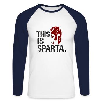 This Is Sparta - Unisex Long Sleeve Baseball T-Shirt - white/navy - Front - Nik (191cm)