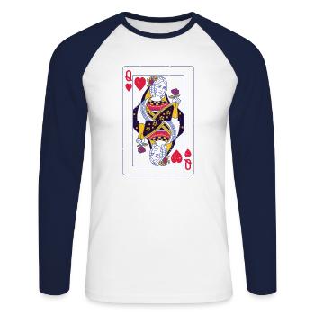 King lady card king queen kart couple love - Unisex Long Sleeve Baseball T-Shirt - white/navy - Front - Nik (191cm)