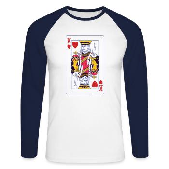 King Queen Card King Queen Kart Couple Love - Unisex Long Sleeve Baseball T-Shirt - white/navy - Front - Nik (191cm)