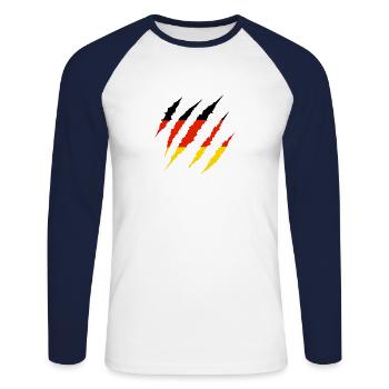 Deutschland - Unisex Baseballshirt langarm - Weiß/Navy - Vorne - Nik (191cm)