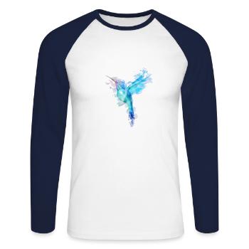 Kolibri Aquarell Hummingbird Watercolor - Unisex Baseballshirt langarm - Weiß/Navy - Vorne - Nik (191cm)