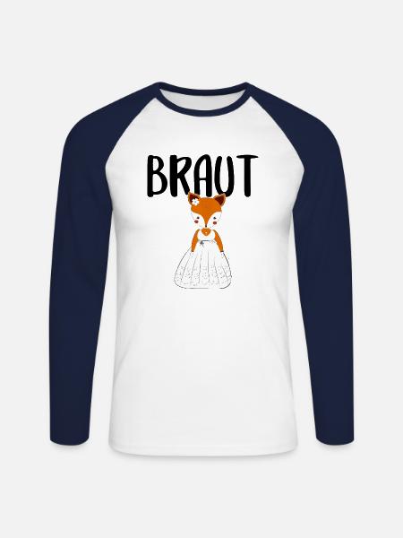 Braut Bride to be Fuchs Füchse JGA Party - Unisex Baseballshirt langarm - Weiß/Navy