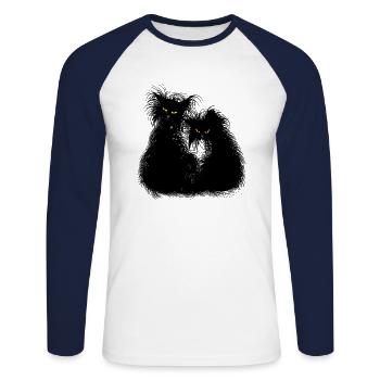 Cats cat kitten tomcat black shaggy wild - Unisex Long Sleeve Baseball T-Shirt - white/navy - Front - Nik (191cm)