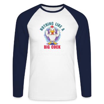 Rien de tel qu'une grosse bite pour te réveiller le matin - T-shirt baseball manches longues Homme - blanc/marine - Devant - Nik (191cm)