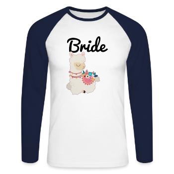 Mariée à être mariée alpaga lama alpaga - T-shirt baseball manches longues Homme - blanc/marine - Devant - Nik (191cm)