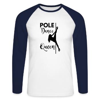 Pole dance queen dance sport fitness dancer - Unisex Long Sleeve Baseball T-Shirt - white/navy - Front - Nik (191cm)