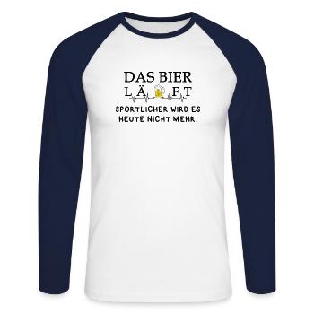 Das Bier läuft tolles Geschenk Lustig Slogan Fun - Unisex Baseballshirt langarm - Weiß/Navy - Vorne - Nik (191cm)