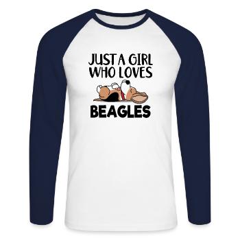 Beagle puppy beagle beagle dog gift - Unisex Long Sleeve Baseball T-Shirt - white/navy - Front - Nik (191cm)