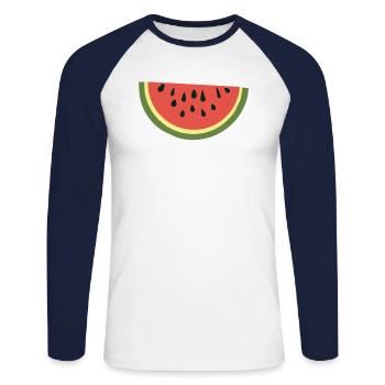 Melon melons fruit melon ladies - Unisex Long Sleeve Baseball T-Shirt - white/navy - Front - Nik (191cm)