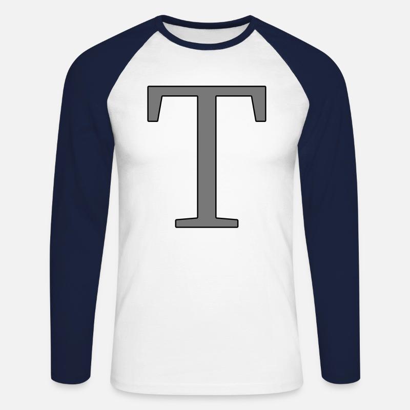 Buchstabe T Anfangsbuchstabe - Unisex Baseballshirt langarm - Weiß/Navy