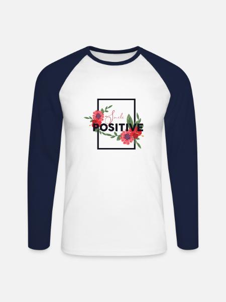 CADEAU POSITIF SMILE - T-shirt baseball manches longues Homme - blanc/marine